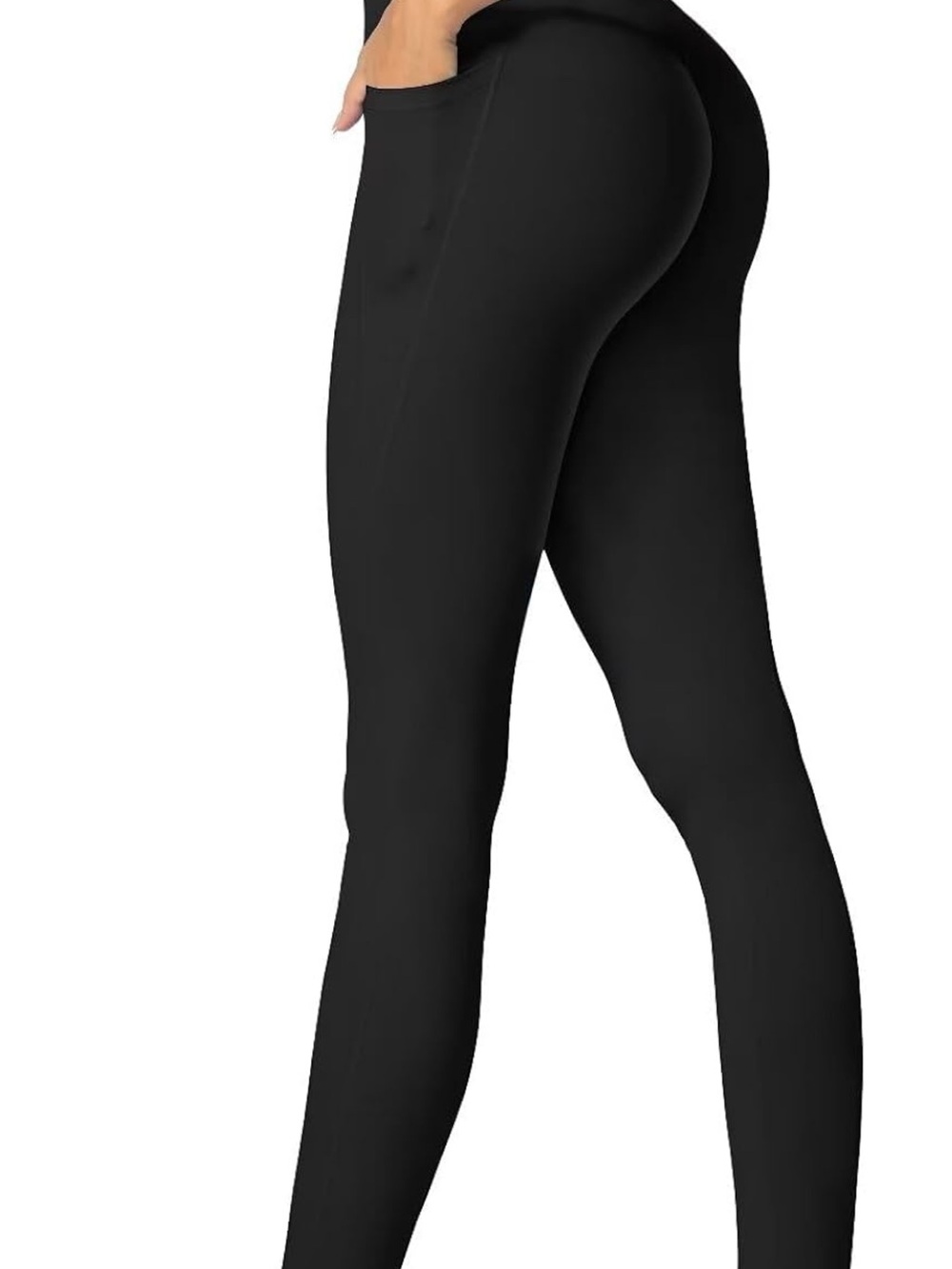 Sleek High-Waist Black Leggings with Side Pocket
